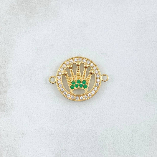 Herraje Circulo Corona Punteada 2.05gr / 1.5cm / Circones Blancos Verdes Oro Amarillo 18K *