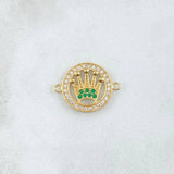 Herraje Circulo Corona Punteada 2.05gr / 1.5cm / Circones Blancos Verdes Oro Amarillo 18K *