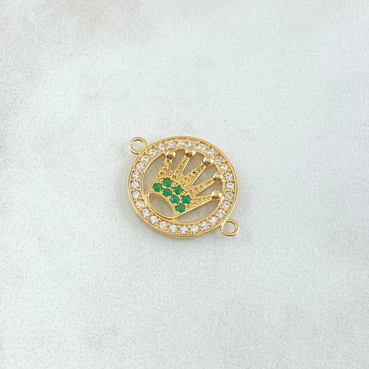 Herraje Circulo Corona Punteada 2.05gr / 1.5cm / Circones Blancos Verdes Oro Amarillo 18K *
