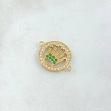Herraje Circulo Corona Punteada 2.05gr / 1.5cm / Circones Blancos Verdes Oro Amarillo 18K *