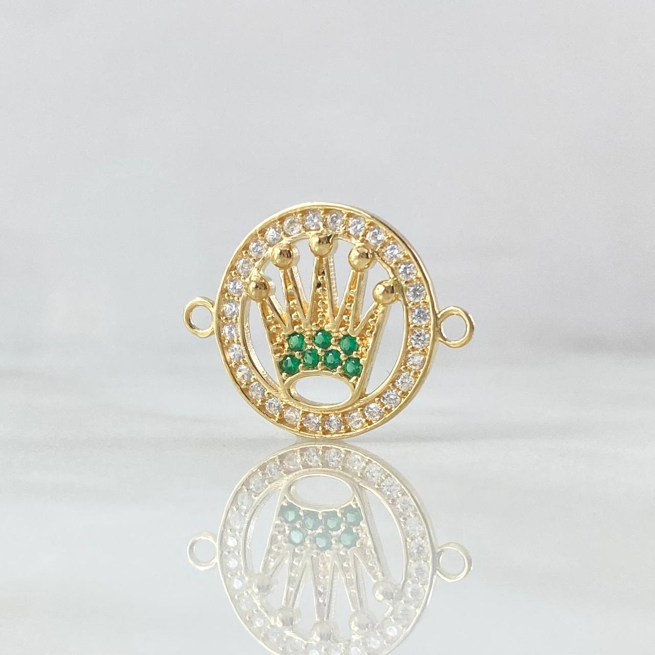 Herraje Circulo Corona Punteada 2.05gr / 1.5cm / Circones Blancos Verdes Oro Amarillo 18K *