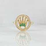 Herraje Circulo Corona Punteada 2.05gr / 1.5cm / Circones Blancos Verdes Oro Amarillo 18K *
