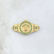 Herraje Corona Cinturon Texturizado 5.15gr / 3.5cm / Circones Verdes Oro Amarillo 18K *