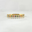 Anillo Ojos Carril Tupido Arcoiris 2gr / T7 1/4 / Circones Multicolor Oro Amarillo 18K *