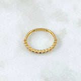 Anillo Ojos Carril Tupido Arcoiris 2gr / T7 1/4 / Circones Multicolor Oro Amarillo 18K *