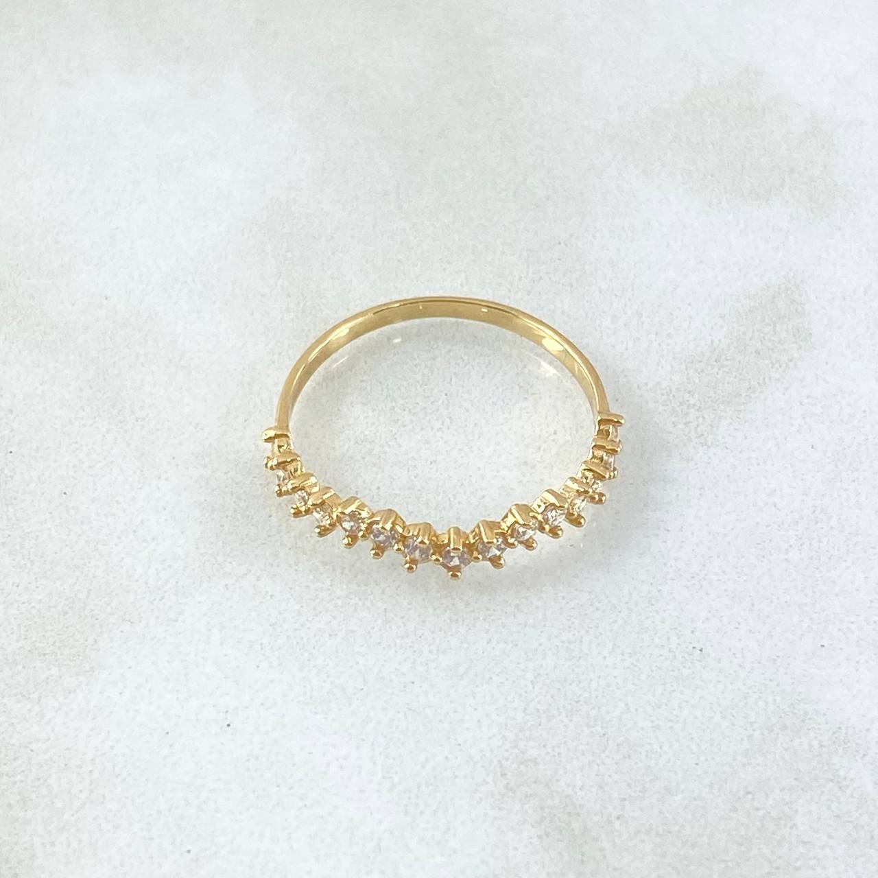 Anillo Ola Carril 1.25gr / T6 1/2 / Circones Blancos Oro Amarillo 18K *