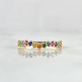 Anillo Ola Carril 1.15gr / T5 3/4 / Circones Multicolor Oro Amarillo 18K *