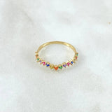 Anillo Ola Carril 1.15gr / T5 3/4 / Circones Multicolor Oro Amarillo 18K *