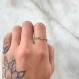 Anillo Ola Carril 1.15gr / T5 3/4 / Circones Multicolor Oro Amarillo 18K *
