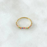 Anillo Ola Carril 1.15gr / T6 1/4 / Circones Multicolor Oro Amarillo 18K *