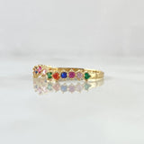 Anillo Ola Carril 1.15gr / T6 1/4 / Circones Multicolor Oro Amarillo 18K *
