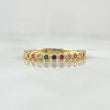 Anillo Ojos Carril Tupido Arcoiris 1.7gr / T5 3/4 / Circones Multicolor Oro Amarillo 18K *