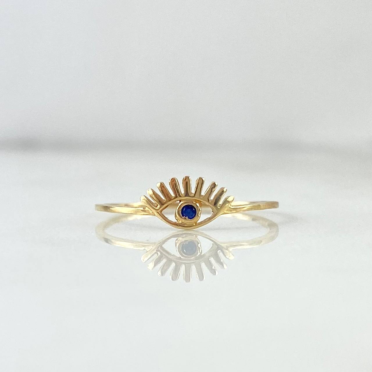Anillo Ojo 0.7gr / T6 3/4 / Circon Azul Oro Amarillo ©