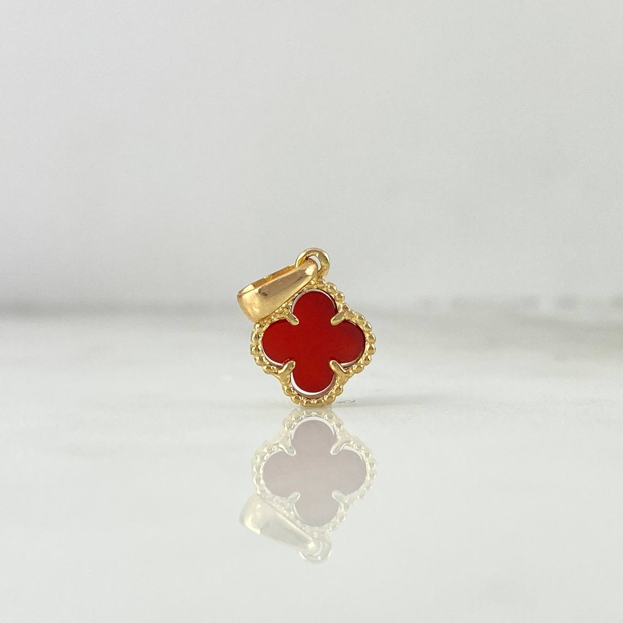 Dije Trebol VCyA 1.3gr / 1.7cm / Agata Roja Punteada Oro Amarillo Nac.Esp.