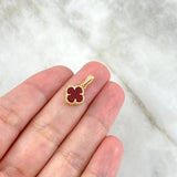 Dije Trebol VCyA 1.3gr / 1.7cm / Agata Roja Punteada Oro Amarillo Nac.Esp.