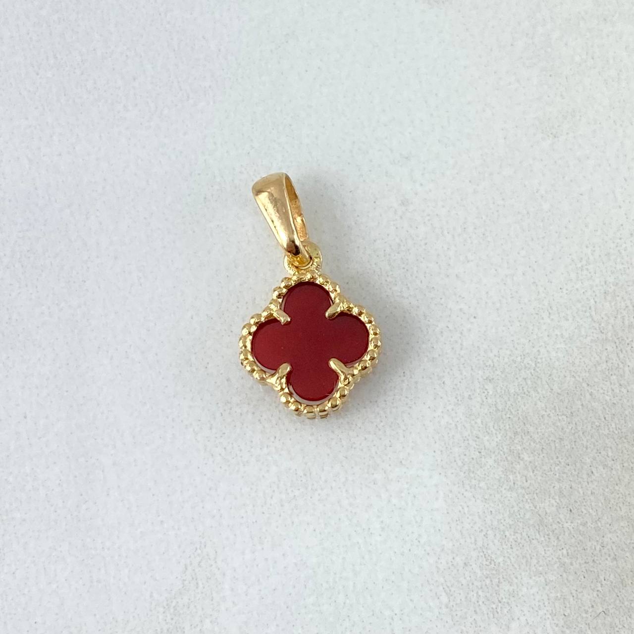 Dije Trebol VCyA 1.3gr / 1.7cm / Agata Roja Punteada Oro Amarillo Nac.Esp.
