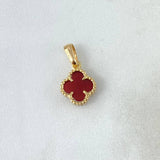 Dije Trebol VCyA 1.3gr / 1.7cm / Agata Roja Punteada Oro Amarillo Nac.Esp.
