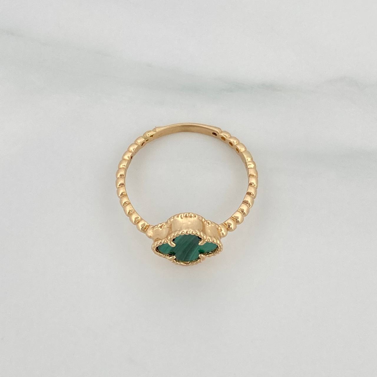 Anillo Trebol Esferas 2.1 g / T6 3/4 Oro Amarillo 18K
