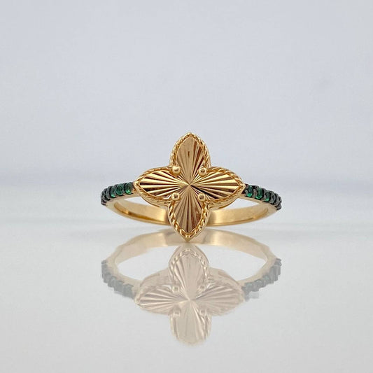 Anillo Trebol Puntas 2.05 g / T6 1/2 Dos Oros Negro Amarillo 18K