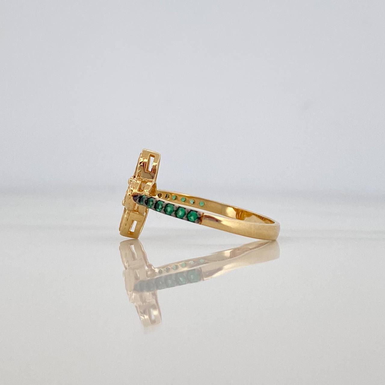 Anillo Trebol Puntas 2.05 g / T6 1/2 Dos Oros Negro Amarillo 18K