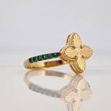 Anillo Trebol Puntas 2.05 g / T6 1/2 Dos Oros Negro Amarillo 18K