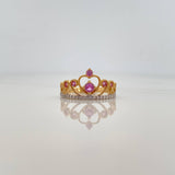 Anillo Corona Corazon 2.25 g / T6 1/2 Dos Oros Amarillo Blanco 18K