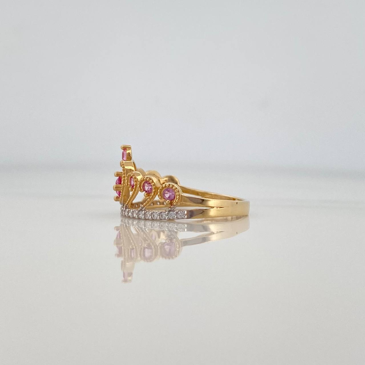 Anillo Corona Corazon 2.25 g / T6 1/2 Dos Oros Amarillo Blanco 18K