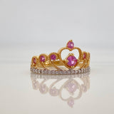 Anillo Corona Corazon 2.25 g / T6 1/2 Dos Oros Amarillo Blanco 18K