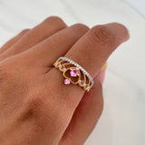 Anillo Corona Corazon 2.25 g / T6 1/2 Dos Oros Amarillo Blanco 18K