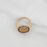 Anillo Corona Articulada 3.85 g / T8 Dos Oros Negro Amarillo 18K