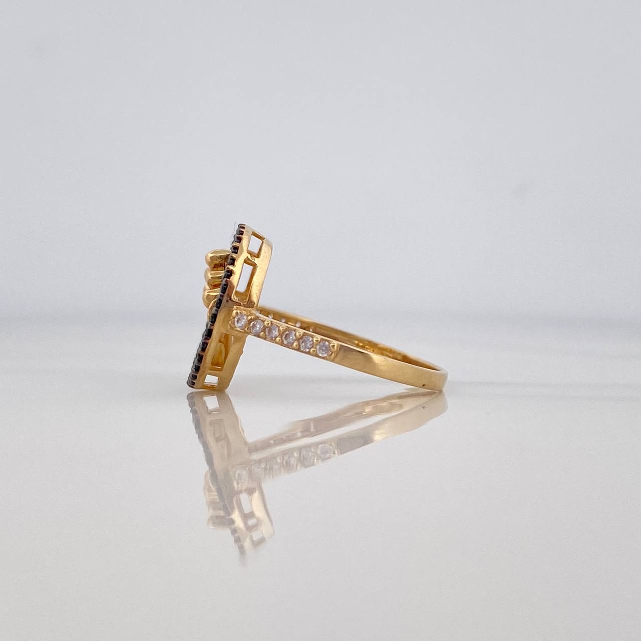 Anillo Corona Articulada 3.85 g / T8 Dos Oros Negro Amarillo 18K