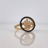 Anillo Corona Articulada 3.85 g / T8 Dos Oros Negro Amarillo 18K