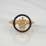 Anillo Corona Articulada 3.85 g / T8 Dos Oros Negro Amarillo 18K