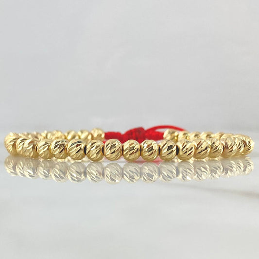 Pulsera Roja Bolas 5mm Diamantadas 35und Oro Amarillo 18K (A.C)