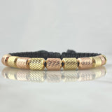 Pulsera Negra Cilindro 3.2gr / 6mm Diamantados 11und Dos Oros Amarillo Rosa 18K ©