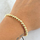 Pulsera Negra Bolas 4.15gr / 5mm Diamantadas 30und Oro Amarillo 18K ©
