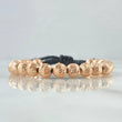Pulsera Negra Bolas 3.45gr / 6mm Bolas Diamantadas 20und Oro Rosa 18K ©