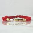 Pulsera Roja Cilindro 0.5gr / 3mm Diamantados 5und Tres Oros 18K *