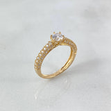Anillo Solitario Churumbela Real 2.15gr / T6 / Circones Blancos Oro Amarillo