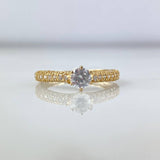 Anillo Solitario Churumbela Real 2.15gr / T6 / Circones Blancos Oro Amarillo