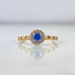 Anillo Solitario Halo 1.9gr / T7 / Circular Circon Celeste Blancos Oro Amarillo