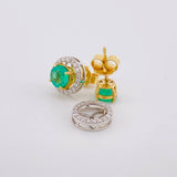 Set Cadena Topos Circulo Cuatro Garras Esmeralda 2.25pts Diamantes 77pts 6.65g / 1mm Dos Oros Amarillo Blanco 18K