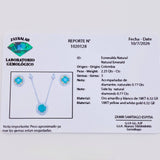 Set Cadena Topos Circulo Cuatro Garras Esmeralda 2.25pts Diamantes 77pts 6.65g / 1mm Dos Oros Amarillo Blanco 18K