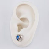 Topos Corazón Doble Zafiro 1.76pts Diamantes 20pts 4.15g / 9.6mm Oro Blanco 18K