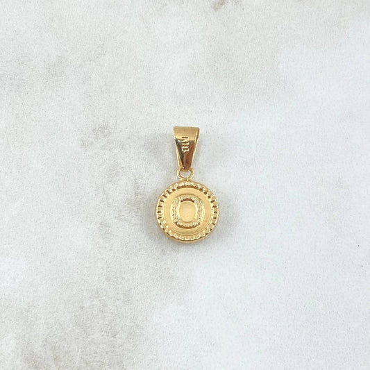 Dije Letra O  0.6gr / 1.7cm / Circulo Bordeado Oro Amarillo 18K