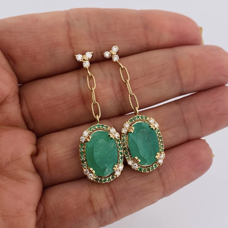 Topos Arete Ovalados Esmeralda 7.05gr / Oro Amarillo 18K %
