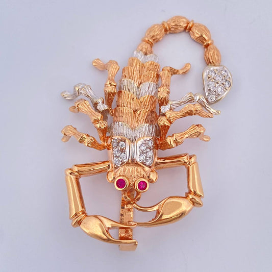 Dije Escorpion 16.5gr / 5.7cm / Dos Oros Blanco Rosa 18K $
