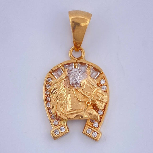 Dije Herradura Caballo 2.5gr / 2.6cm / Dos Oros Amarillo Blanco 18K $