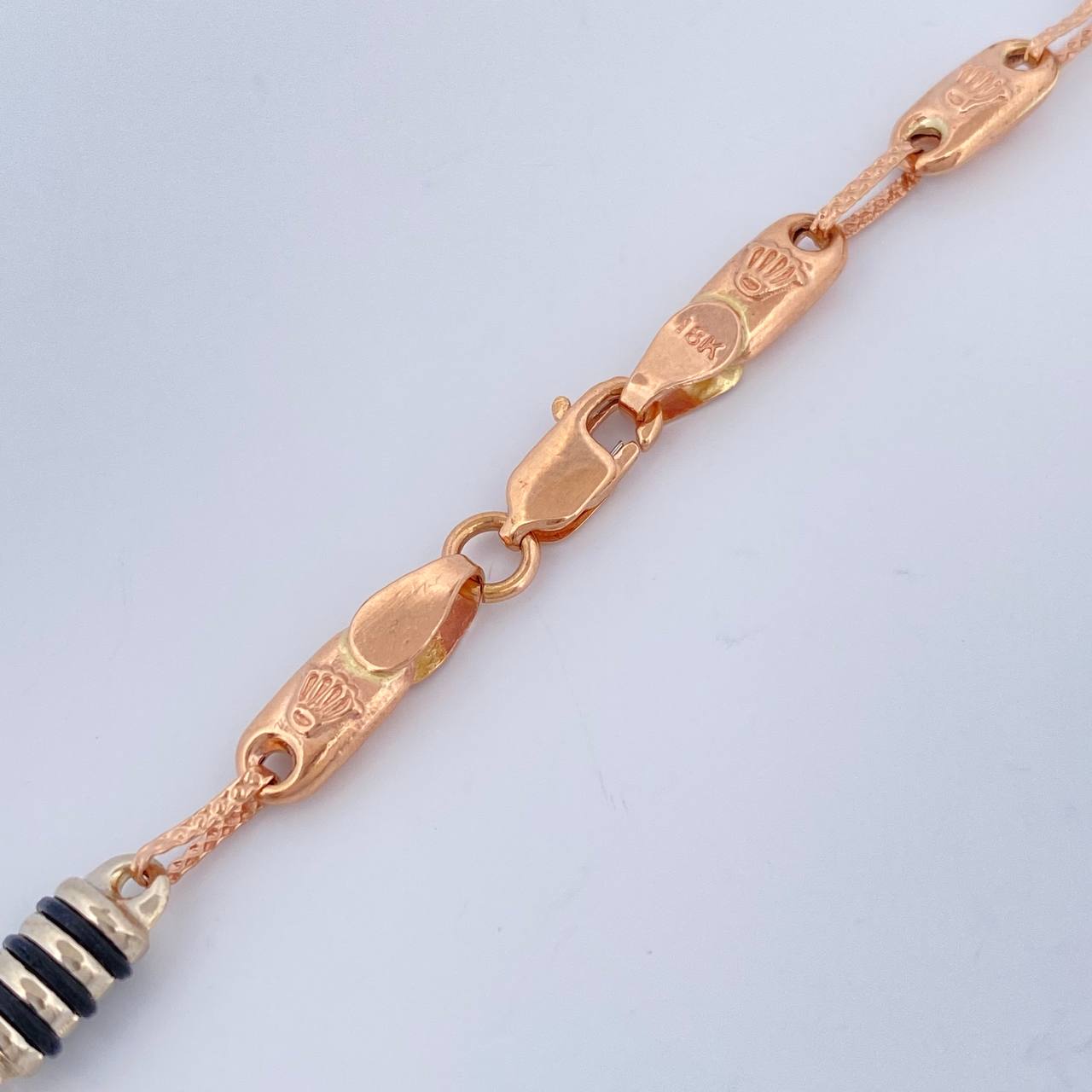 Cadena Rustica Barril Rx 11.25gr / 57cm / 4.25mm Dos Oros Blanco Rosa 18K $