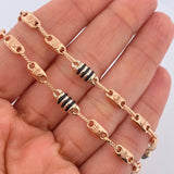 Cadena Rustica Barril Rx 11.25gr / 57cm / 4.25mm Dos Oros Blanco Rosa 18K $